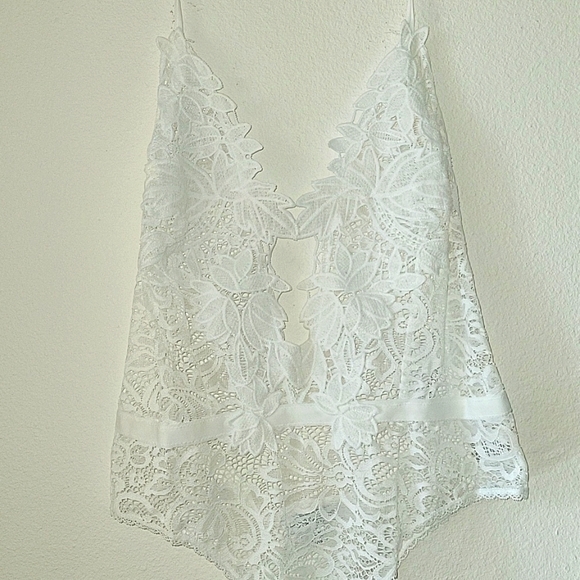 IN BLOOM by Jonquil  Stretch Lace Teddy Bodysuit, XL, Ivory, NWT - Picture 5 of 14